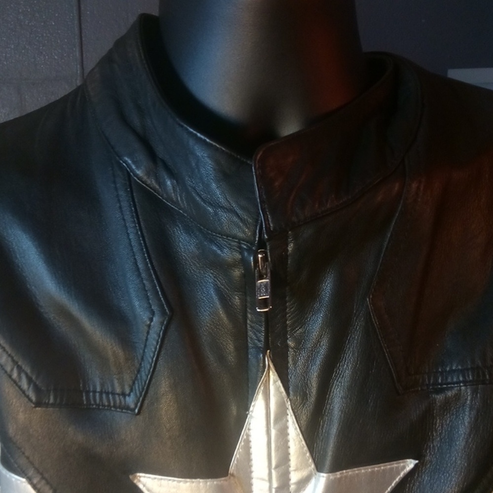 Men's Black Leather Motorcycle Racing Jacket 3XL - Picture 3 of 8